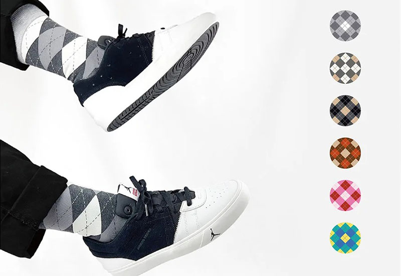 經典菱格紋-灰 厚襪款(2種尺寸) 